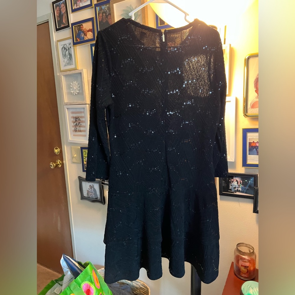 Black MK dress with sequins, gold zipper